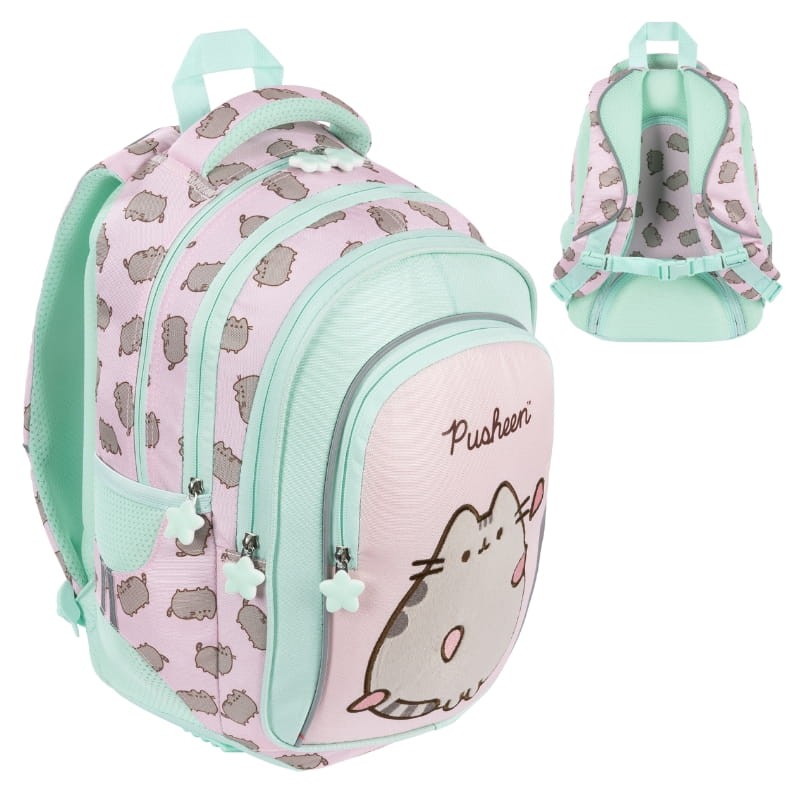 St. Majewski Plecak Szkolny Młodzieżowy Duży Czterokomorowy Pusheen Pink