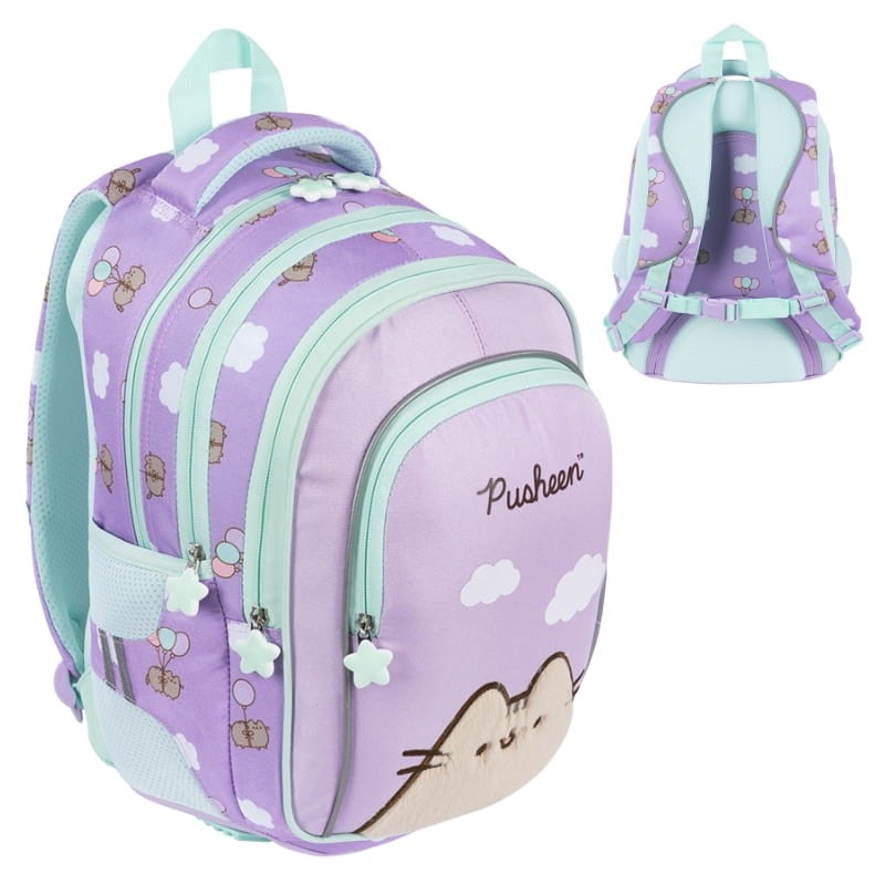 St. Majewski Plecak Szkolny Młodzieżowy Duży Czterokomorowy Pusheen Violet