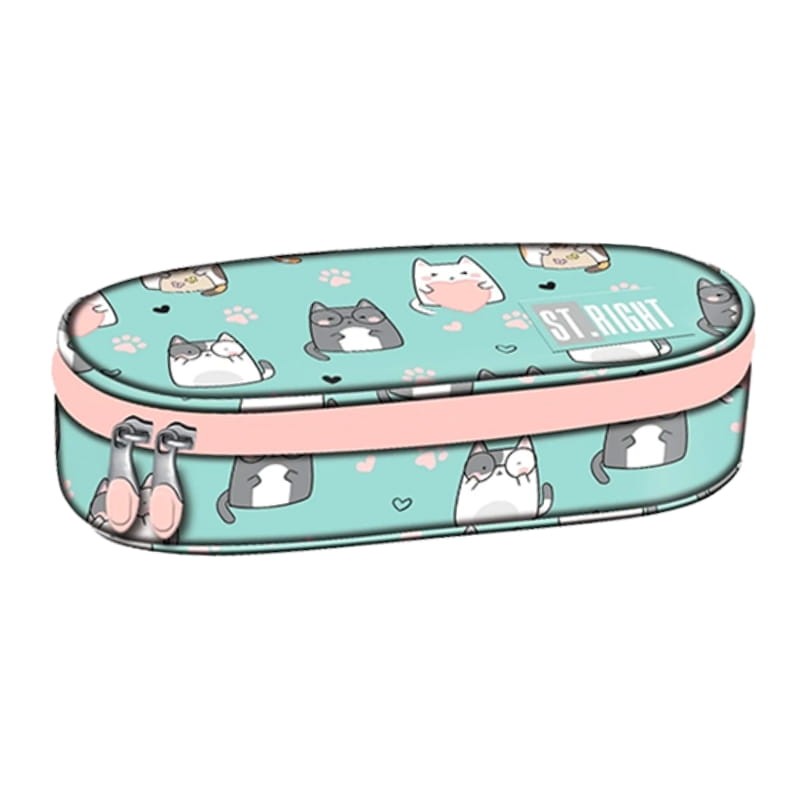 St. Right Piórnik Szkolny Saszetka Usztywniona Z Wewnętrzną Klapką Etui Na Przybory Szkolne Charming Cats