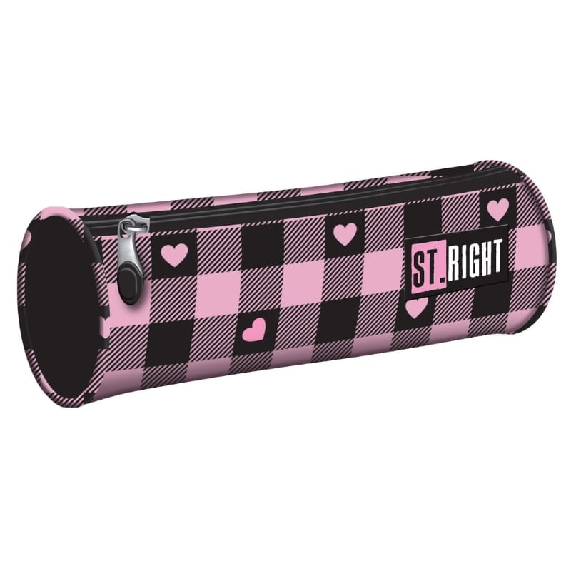 St. Right Piórnik Szkolny Tuba Jednokomorowa Etui Na Przybory Szkolne Pink Checkered