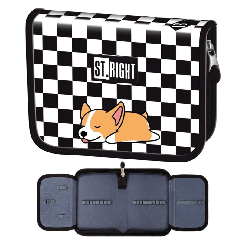 St. Right Piórnik Szkolny Dwuklapkowy Etui Na Przybory Szkolne Sleepy Corgi