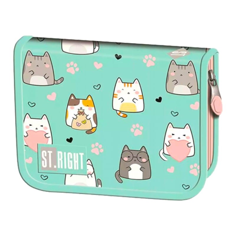 St. Right Piórnik Szkolny Dwuklapkowy Etui Na Przybory Szkolne Charming Cats