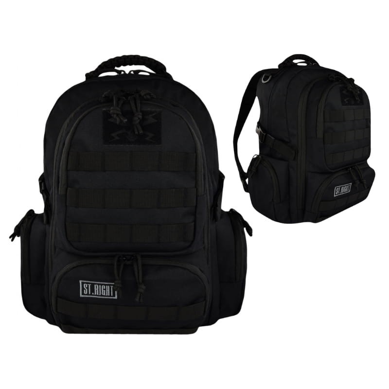 St. Right Plecak Szkolny Młozieżowy Duży Czterokomorowy Military Black