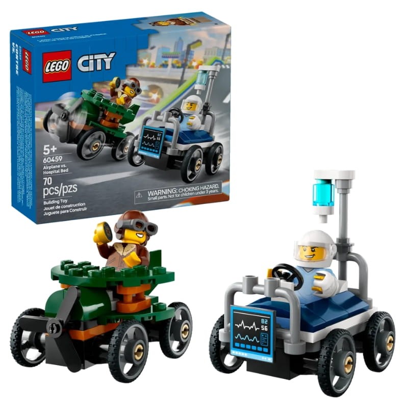 Lego City Zestaw Wyścigówek: Samolot Kontra Łóżko Szpitalne 70 El. 5+