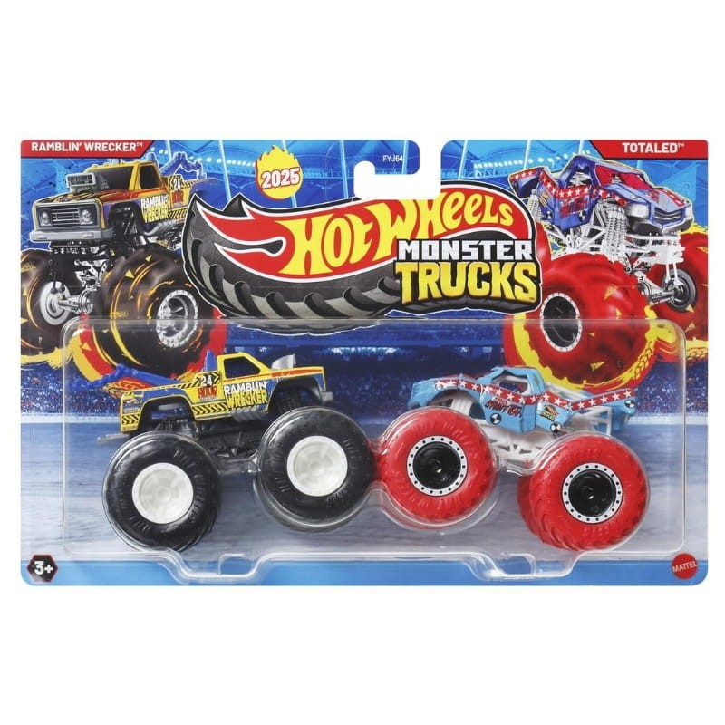 Hot Wheels Monster Trucks Dwupak Ciężarówek 2-Pak Autek Samochodzików Ramblin' Wrecker & Totaled