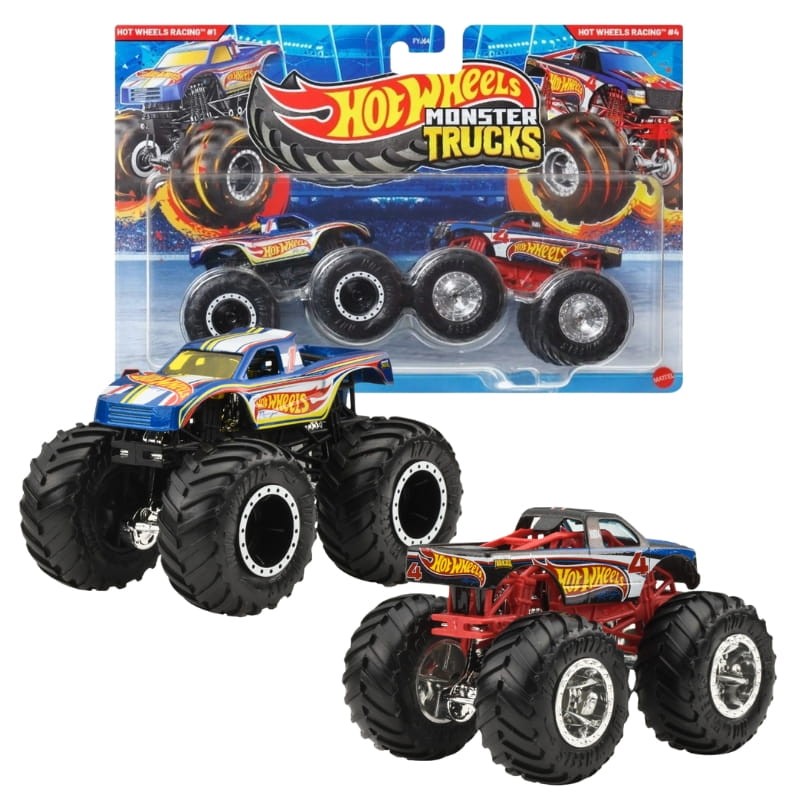 Hot Wheels Monster Trucks Dwupak Ciężarówek 2-Pak Autek Samochodzików Hot Wheels Racing #1 & Hot Wheels Racing #4