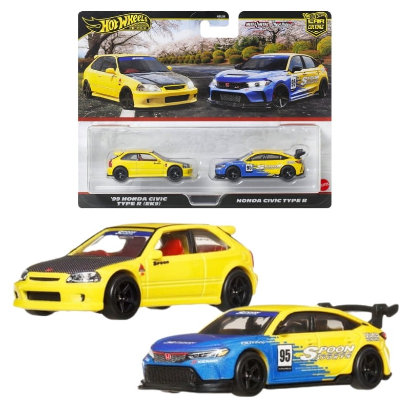 Hot Wheels Premium Dwupak Samochodzików 2-Pak Autek Samochodzików '99 Honda Civic Type R(EK9) & Honda Civic Type R