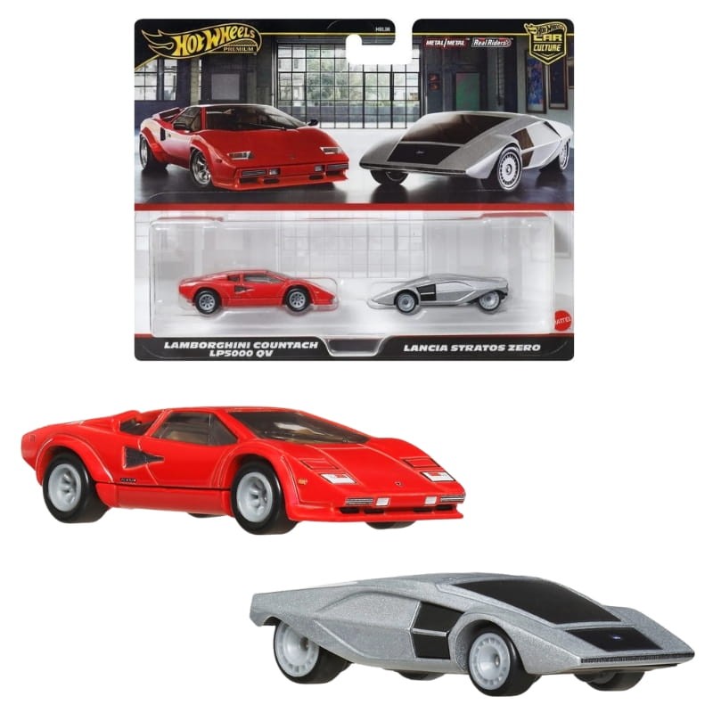 Hot Wheels Premium Dwupak Samochodzików 2-Pak Autek Samochodzików Lamborghini Countach LP5000 QV & Lancia Stratos Zero