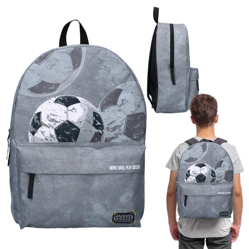 Vadobag Plecak Szkolny Przedszkolny Młodzieżowy Na Wycieczki Dziecięcy Skooter Piłka Nożna High Score Szary