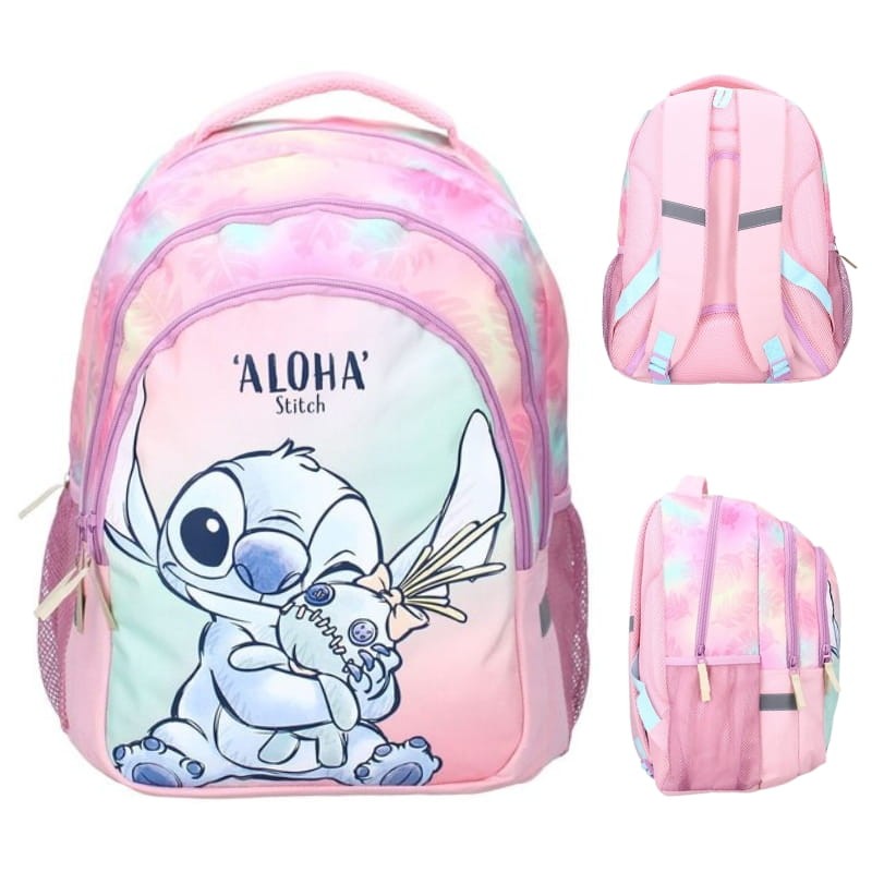 Vadobag Plecak Szkolny 3-Komorowy Na Wycieczki Dziecięcy Do Szkoły Stitch Wild Energy Różowy