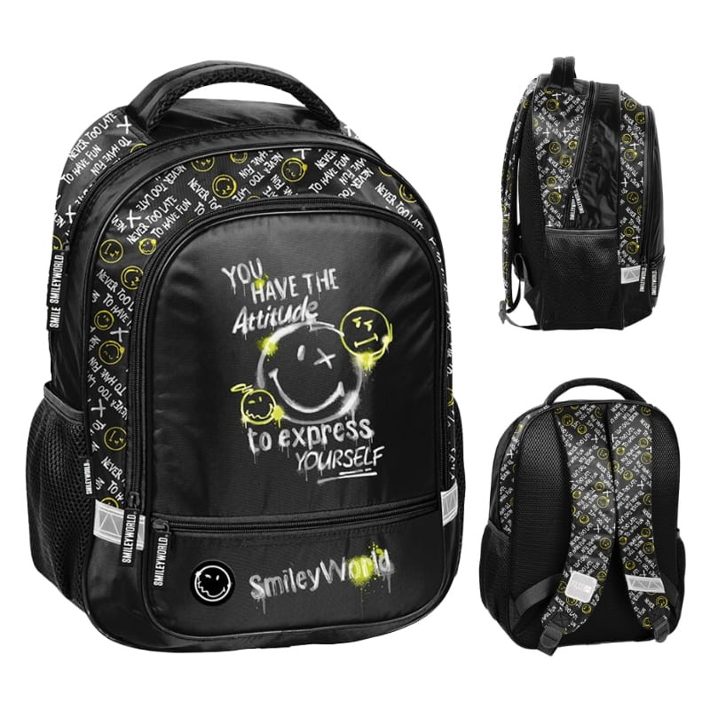 PASO Plecak Szkolny Młodzieżowy Dwukomorowy Smiley World