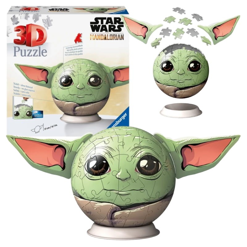 Ravensburger Puzzle 3D Star Wars Mandalorian Gwiezdne Wojny Kula Model Przestrzenny Baby Yoda Grogu 77 El. 6+
