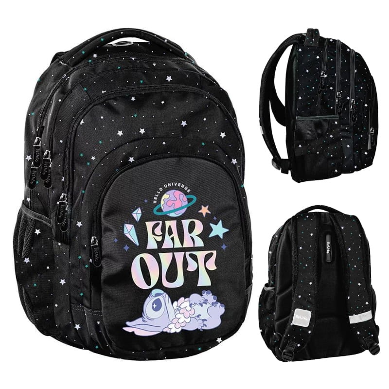 Paso Plecak Szkolny Młodzieżowy Trzykomorowy Far out Stitch Kieszenią BeUniq
