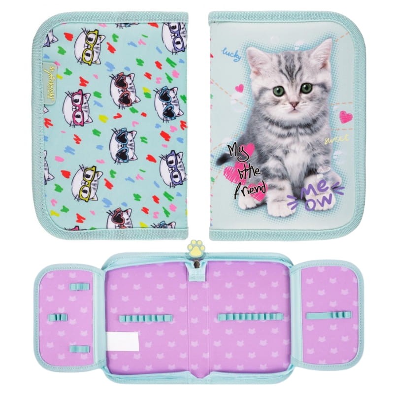 St. Majewski Piórnik Szkolny Dwuklapkowy Etui Na Przybory Szkolne My Little Friend Mint Kitty