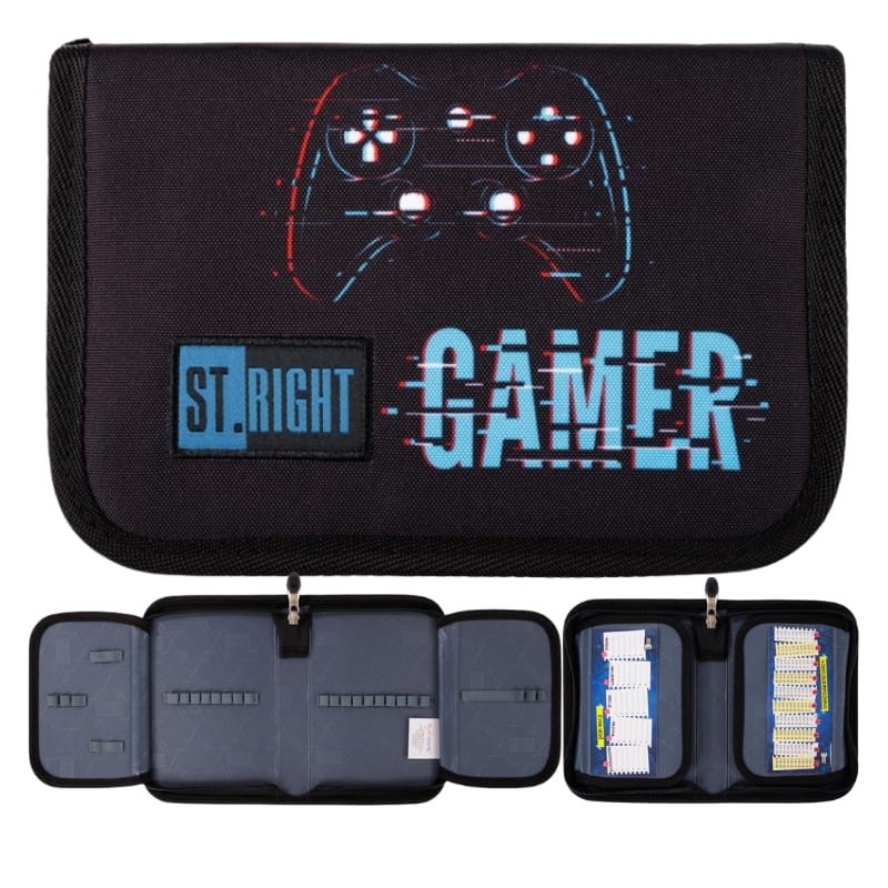 St. Right Piórnik Szkolny Dwuklapkowy Etui Na Przybory Szkolne Blue Gamer