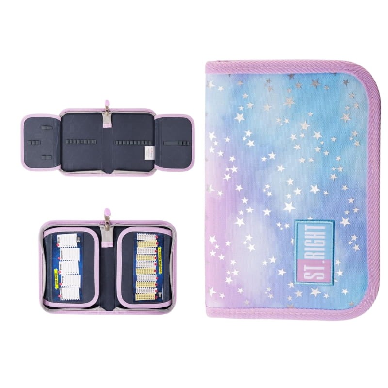 St. Right Piórnik Szkolny Dwuklapkowy Etui Na Przybory Szkolne Pastel Stars