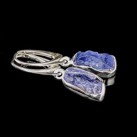 Kolczyki srebrne Surowe tanzanity