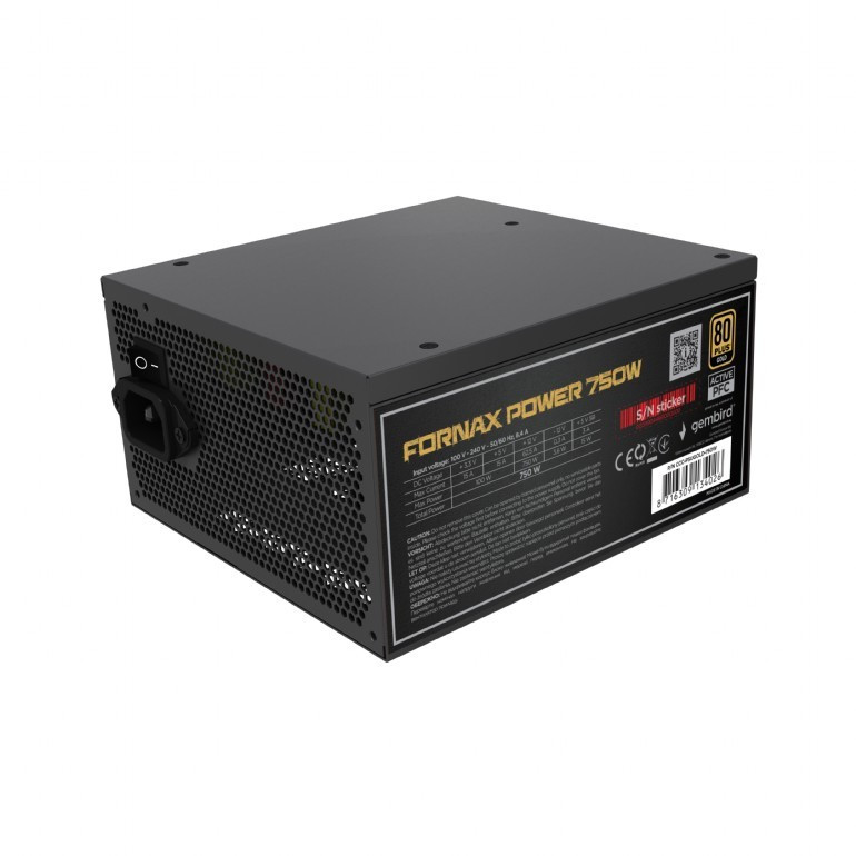Gembird Zasilacz komputerowy Fornax Power 750W aktywny PFC wentylator 12 cm CCC-PSUGOLD-750W