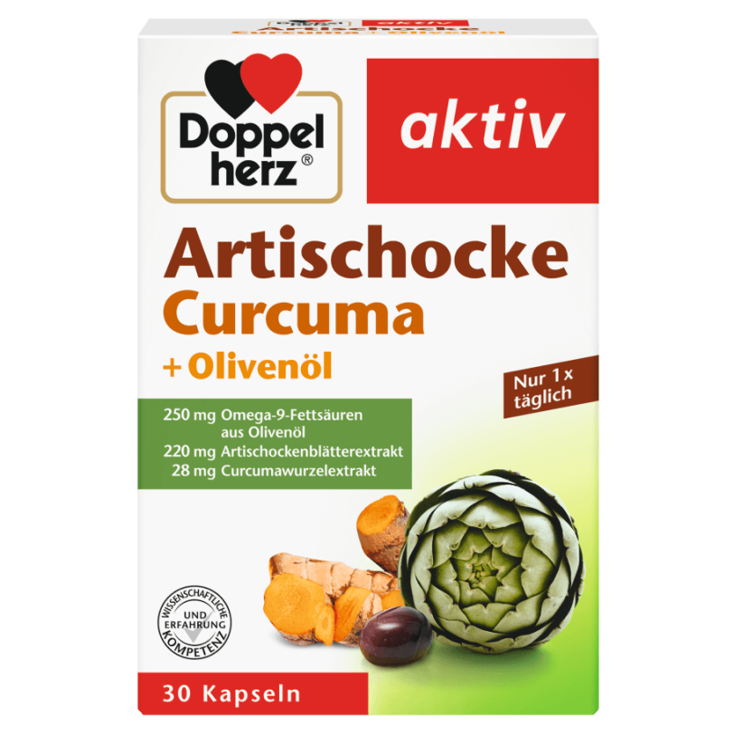 Doppelherz® aktiv Karczoch + Kurkuma + Olej z oliwek, 30 kapsułek