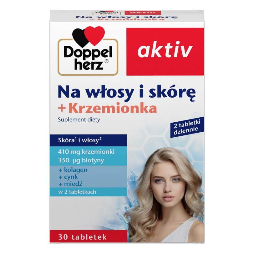 Doppelherz® aktiv Na włosy i skórę + Krzemionka, 30 tabletek