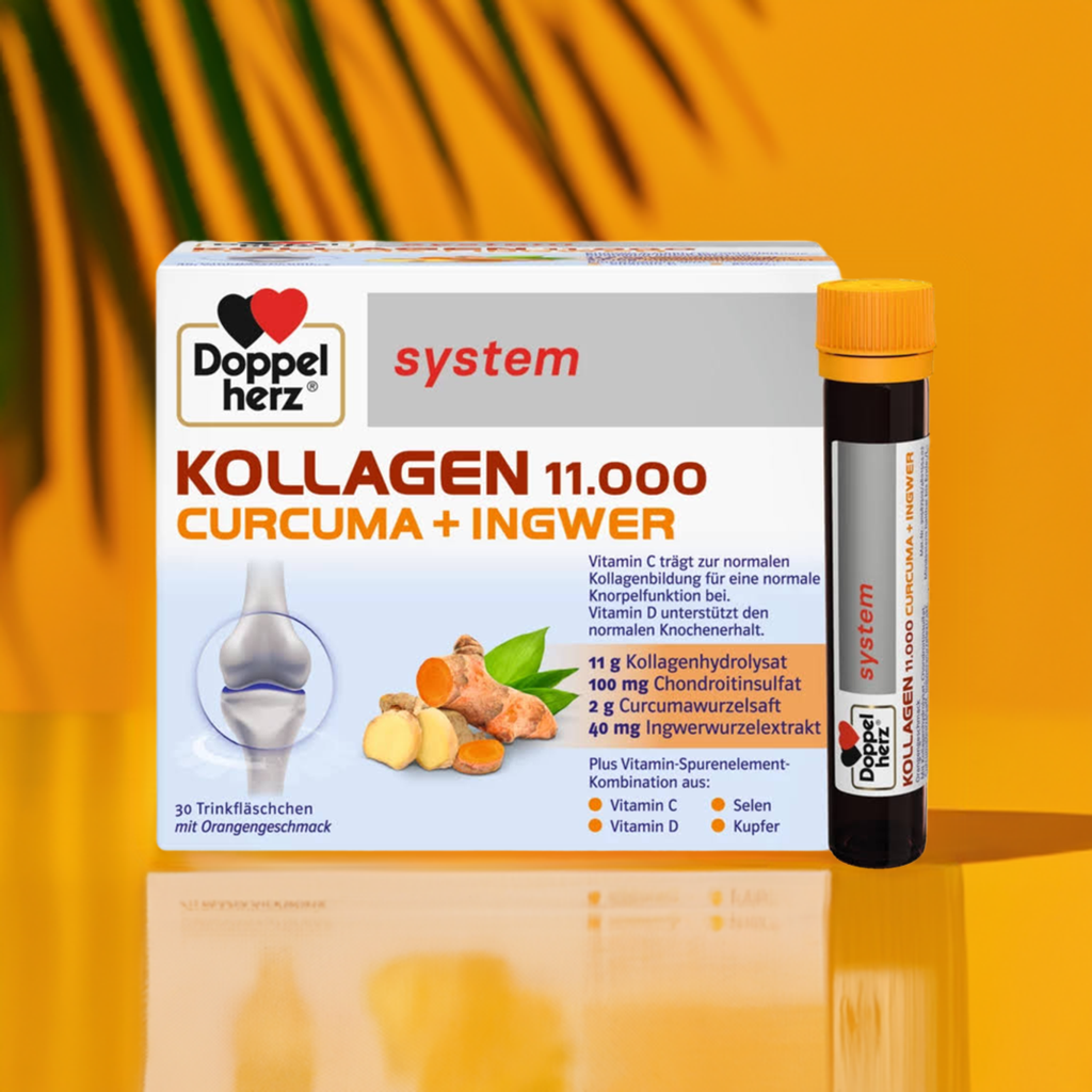 Doppelherz® system KOLLAGEN 11.000 KURKUMA + IMBIR, 30 ampułek po 25 ml