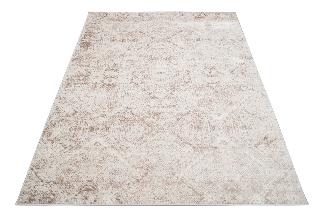Przecierany dywan w romby biało-beżowy G7-E64