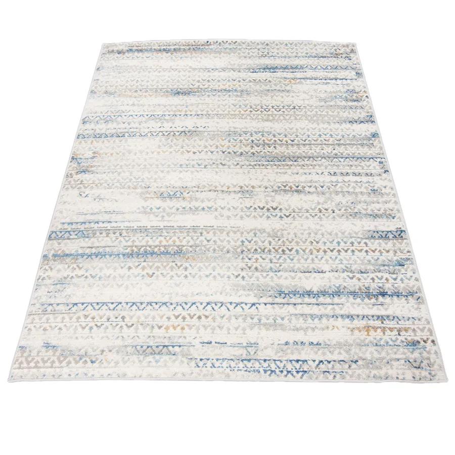 Szaro-niebieski dywan z przetarciami B1-E00