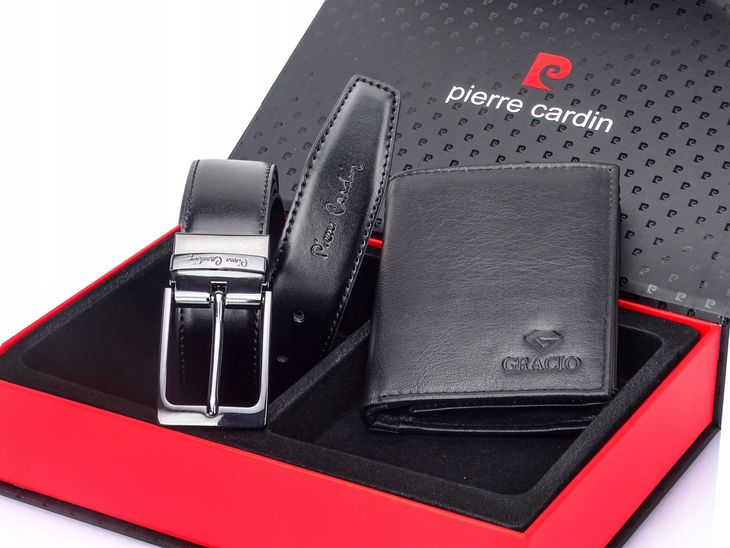 Męski Zestaw Gracio portfel +Pasek PIERRE Cardin