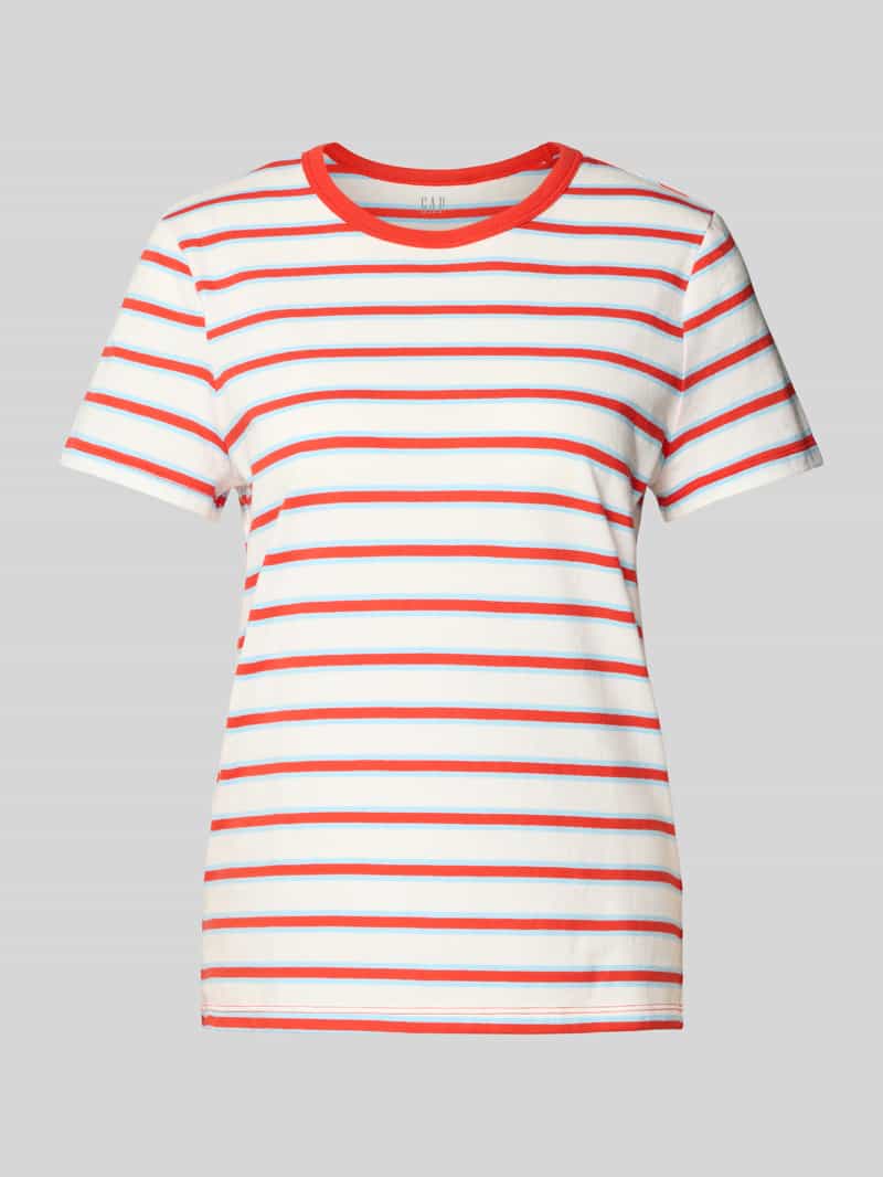 T-shirt ze wzorem w paski i okrągłym dekoltem