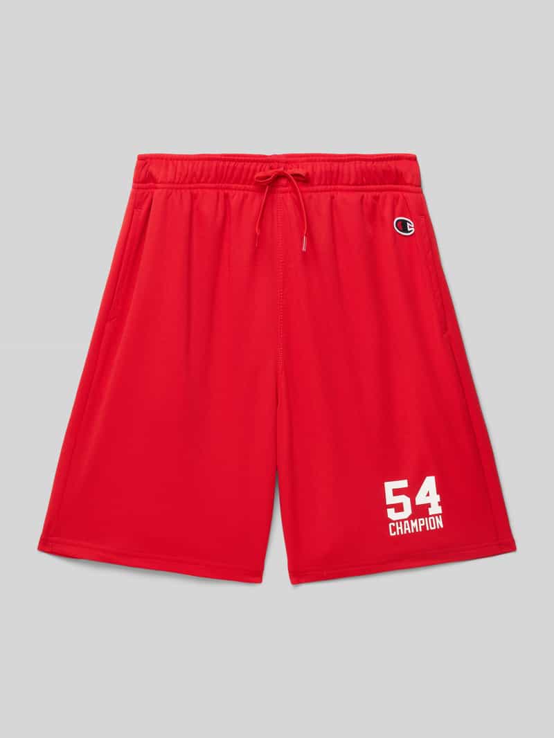 Szorty z dzianiny dresowej o kroju regular fit z nadrukiem z logo
