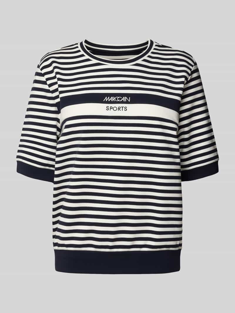 T-shirt z wyhaftowanym logo i okrągłym dekoltem