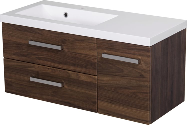 Szafka łazienkowa wisząca z umywalką 90 cm 39/2 Fokus kolor orzech