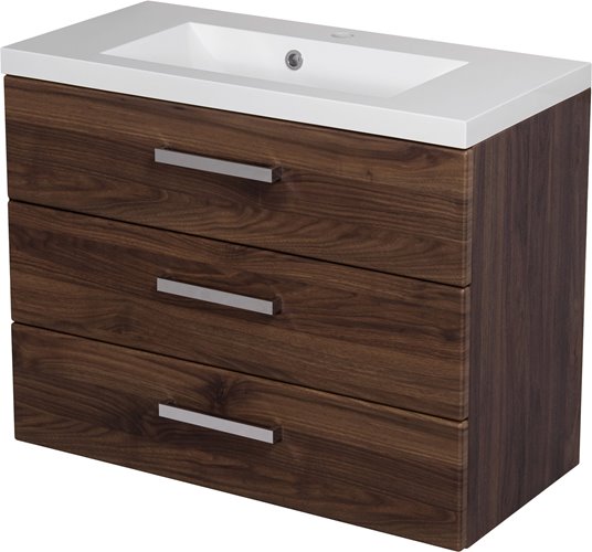 Szafka łazienkowa wisząca z umywalką 80 cm 39/3 Fokus kolor orzech