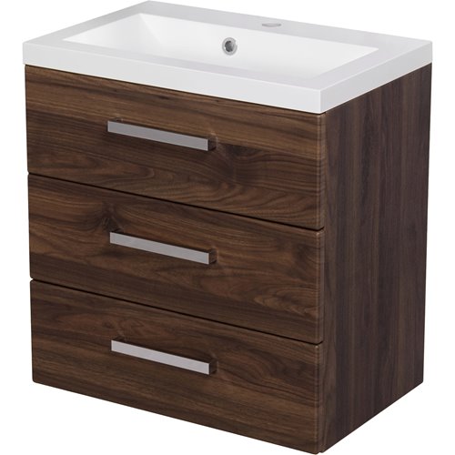 Szafka łazienkowa wisząca z umywalką 60 cm 39/3 Fokus kolor orzech