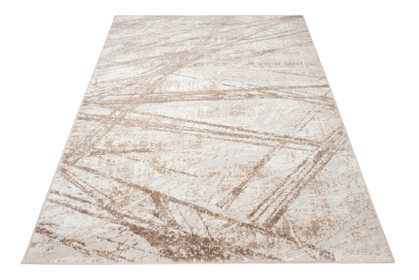 Bioło-beżowy dywan w nieregularne pręgi P1-E25
