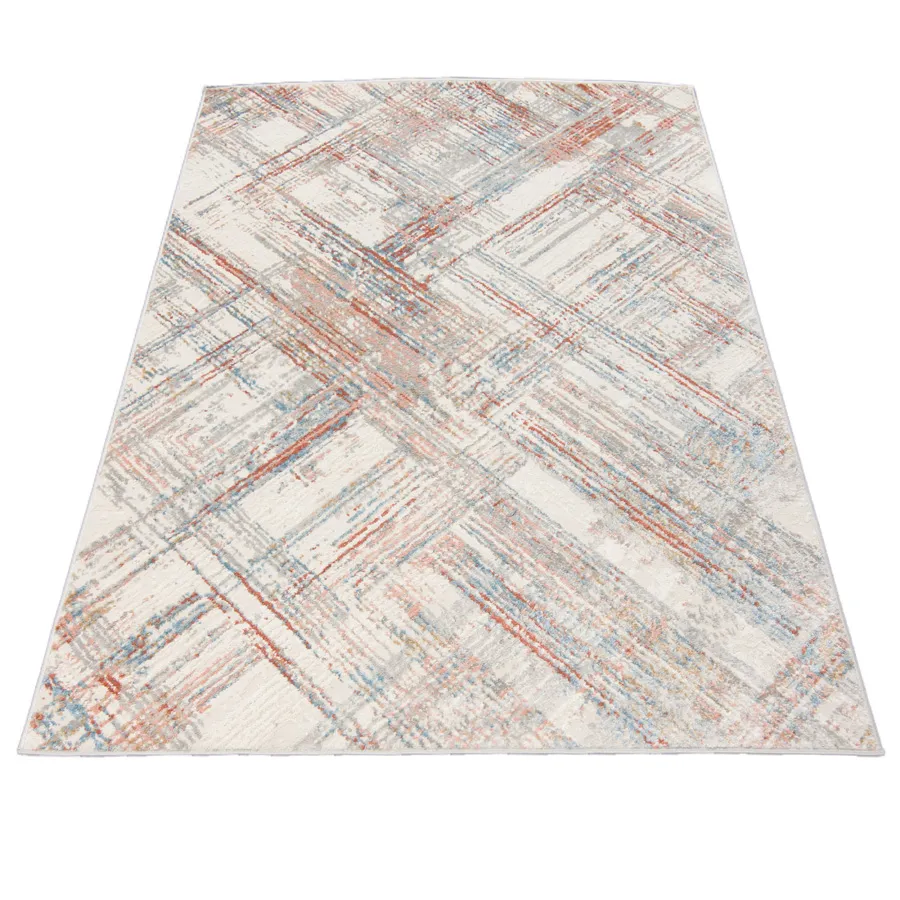 Szaro-czerwony dywan z przetarciami Salimo 2X R4-W44