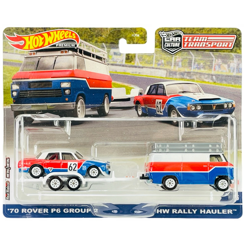 Hot Wheels - Pojazd transportowy HW Rally Hauler i 70 Rover P6 Group 2 HKF45 FLF56