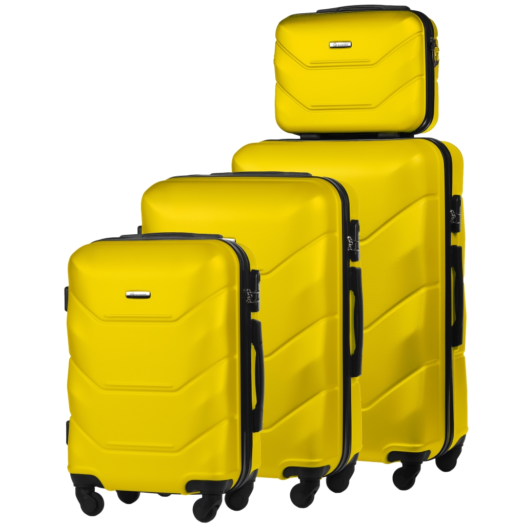 Zestaw 4 Twardych Walizek z ABS-u (XL+M+S+BC) Żółty