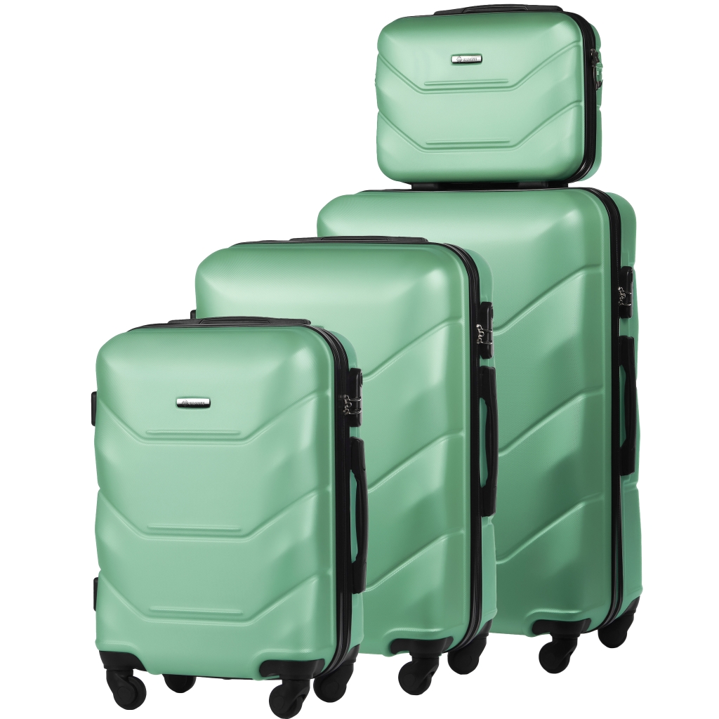 Zestaw 4 Twardych Walizek z ABS-u (XL+M+S+BC) Miętowy