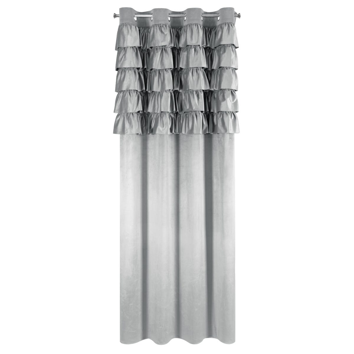 Zasłona Aura 140 x 250 cm szaro-srebrna na przelotkach