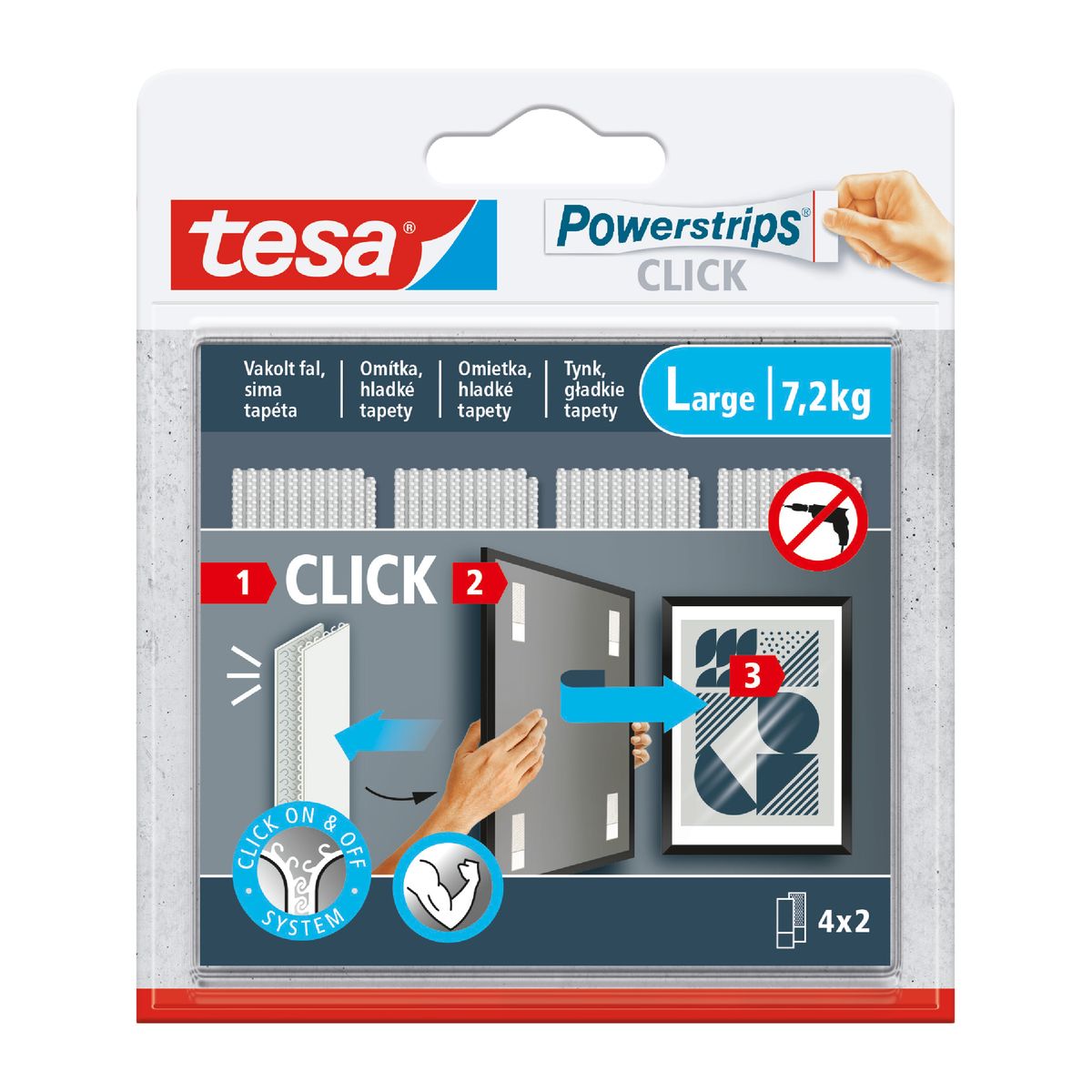 Rzepy powerclick large 7.2 kg 4 sztuki Tesa