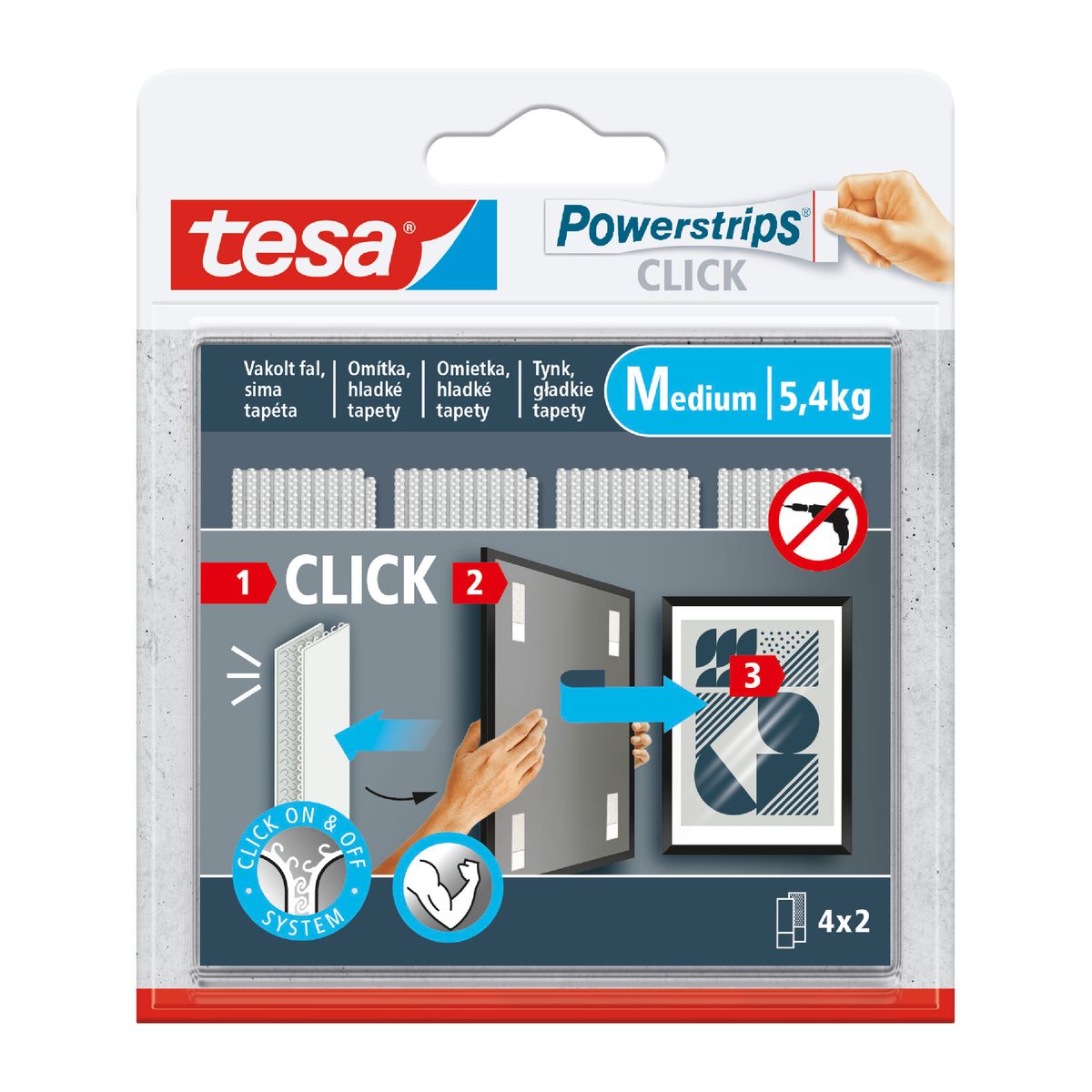 Rzepy powerclick medium 5.4 kg 4 sztuki Tesa