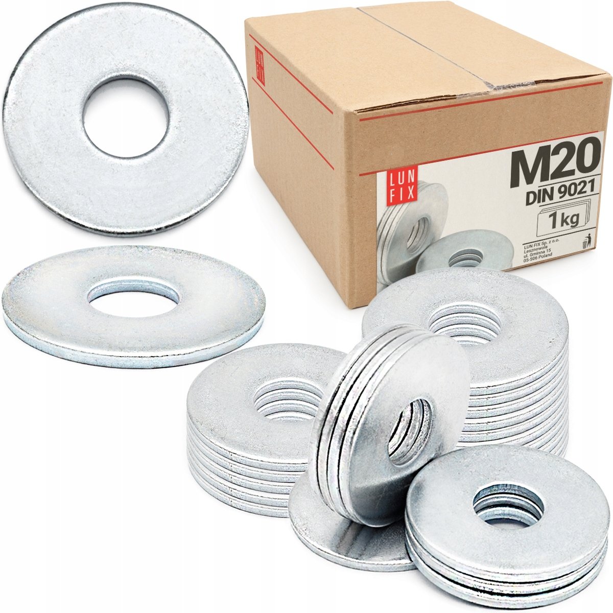 Podkładka powiększona M20 poszerzana płaska DIN 9021 szeroka ocynkowana 1kg