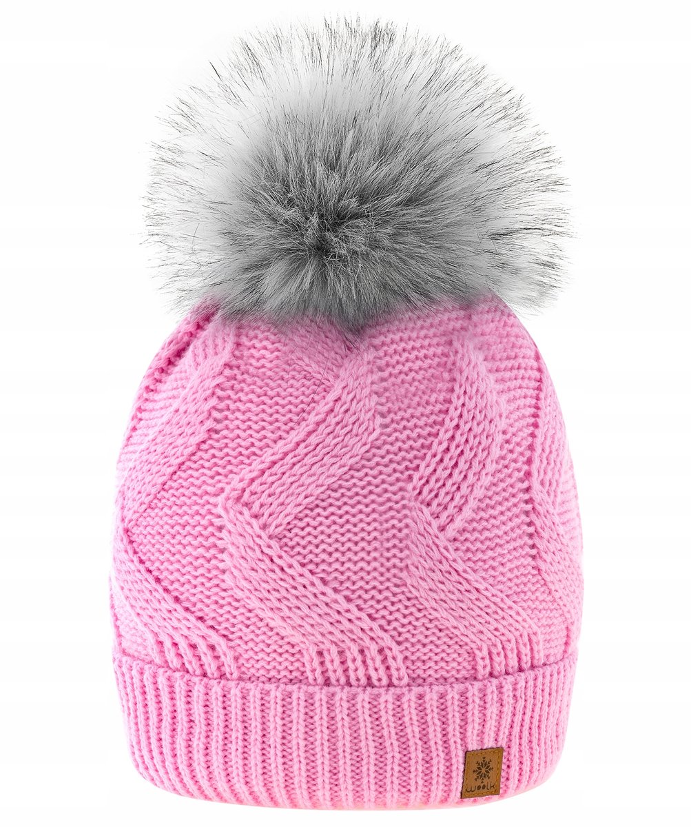 Zimowa CZAPKA CIEPŁA pompon i polar Woolk Leila+