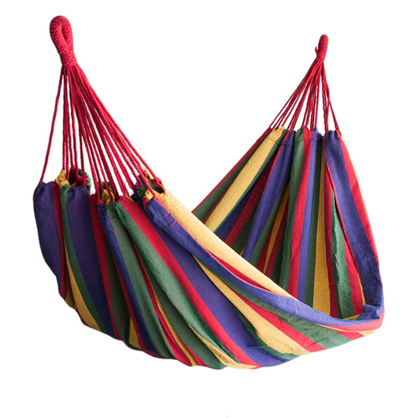 Hamak Ogrodowy Dwuosobowy Wiszący Z Pokrowcem Na Taras W Paski 185x150cm