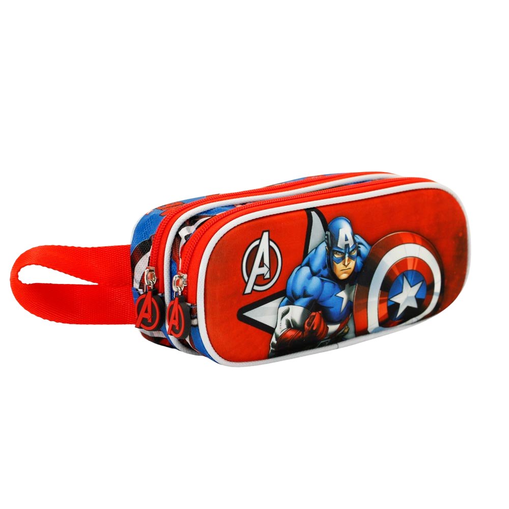 Piórnik Dwukomorowy Szkolny Marvel Kapitan Ameryka Czerwony 22x10x8cm