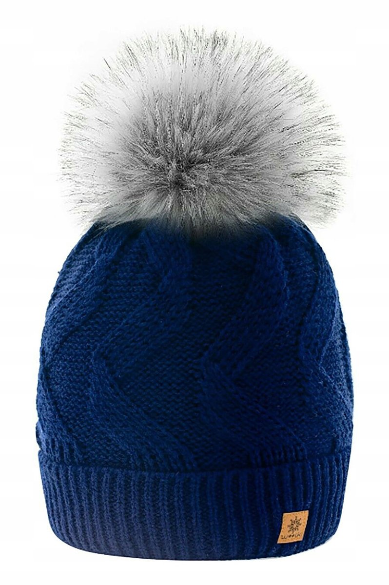 Zimowa CZAPKA CIEPŁA pompon i polar Woolk Leila