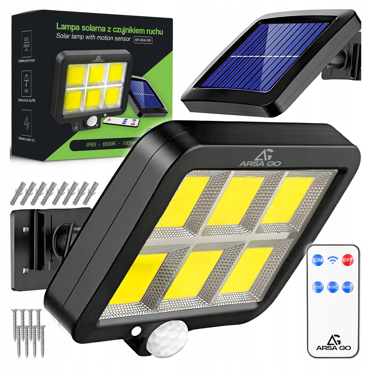 Lampa Solarna Ogrodowa Uliczna Zewnętrzna Led Z Czujnikiem Ruchu Zmierzchu