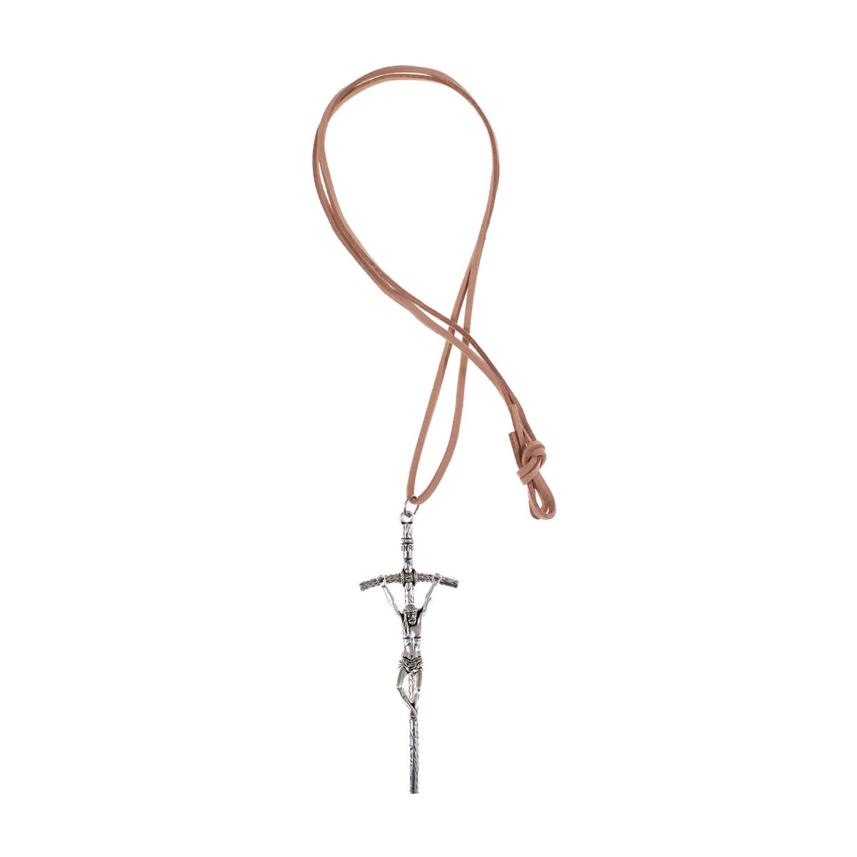 Naszyjnik z krzyżykiem papieskim na rzemyku