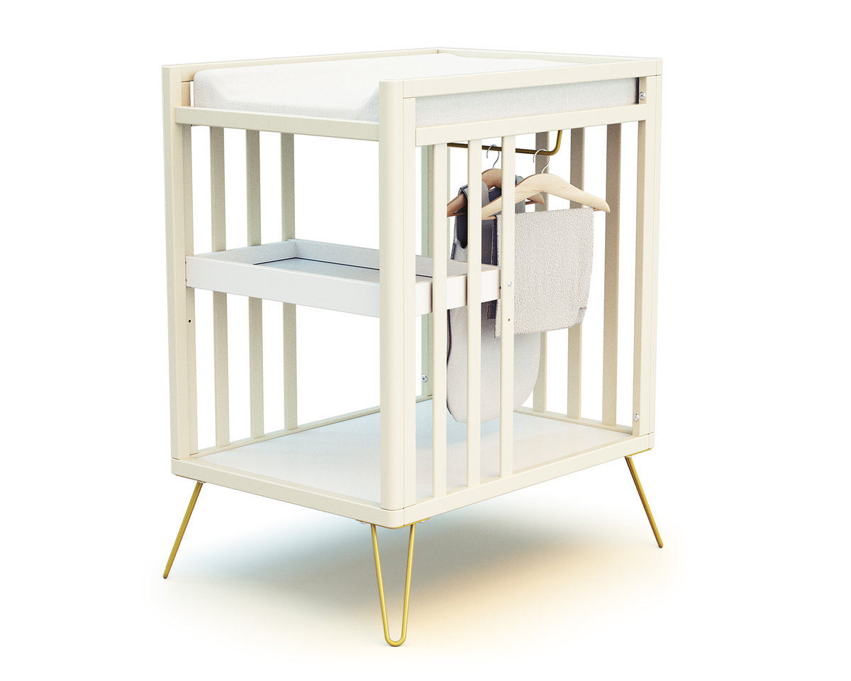 JURABABY - Przewijak z 2 drewnianymi półkami TYLKO Żółty